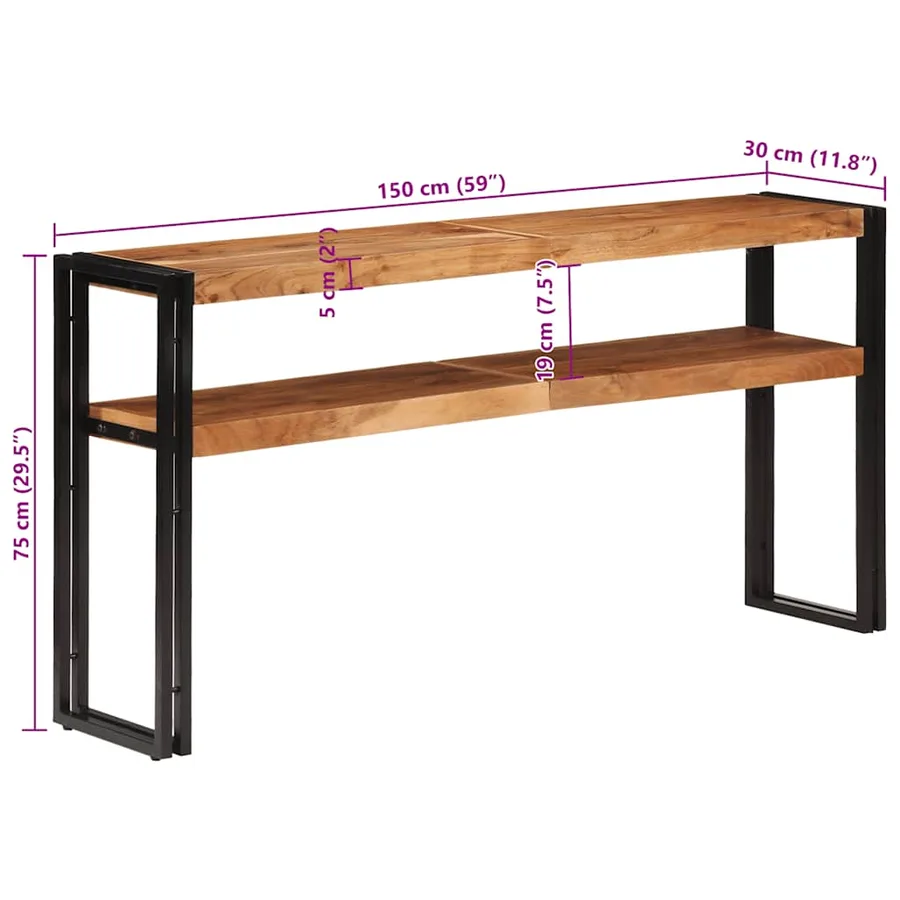 Table console 150x30x75 cm Bois d'acacia solide - 11
