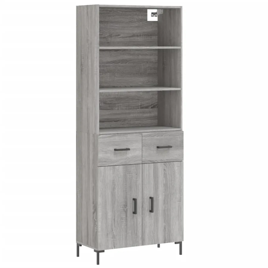 Buffet haut Sonoma gris 69,5x34x180 cm Bois d'ingénierie - 2