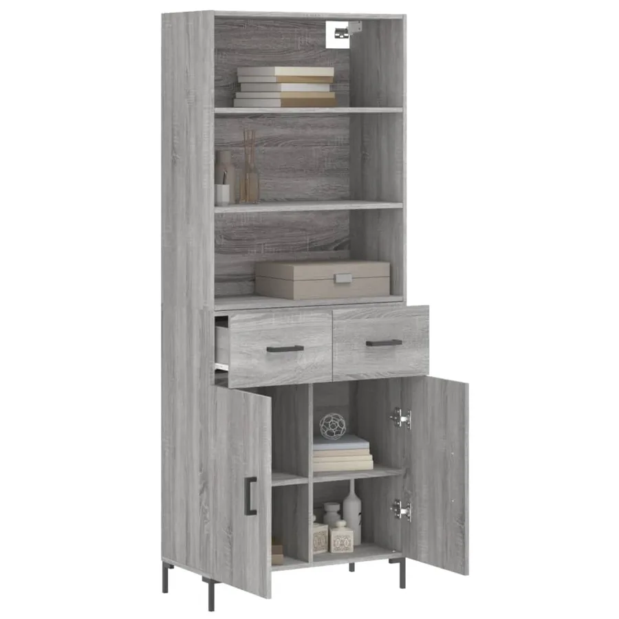 Buffet haut Sonoma gris 69,5x34x180 cm Bois d'ingénierie - 3