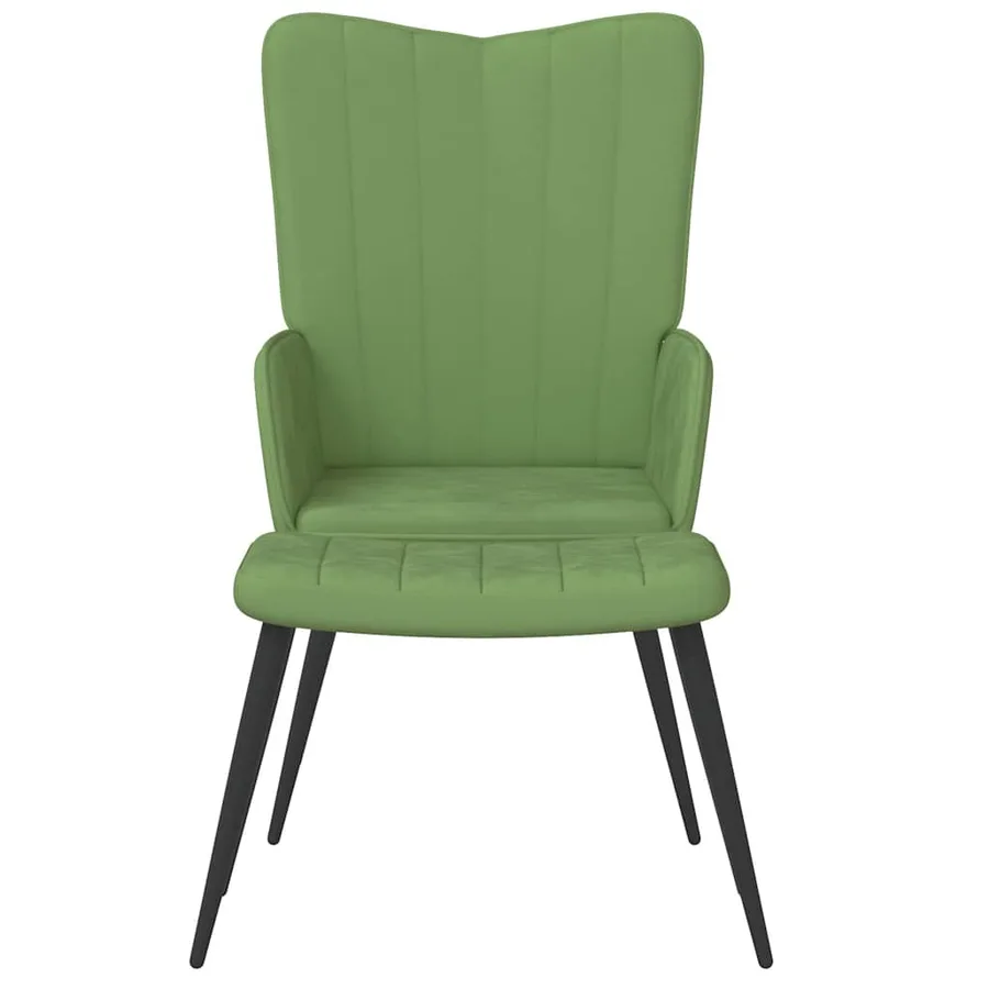 Chaise de relaxation avec tabouret Vert clair Velours - 3