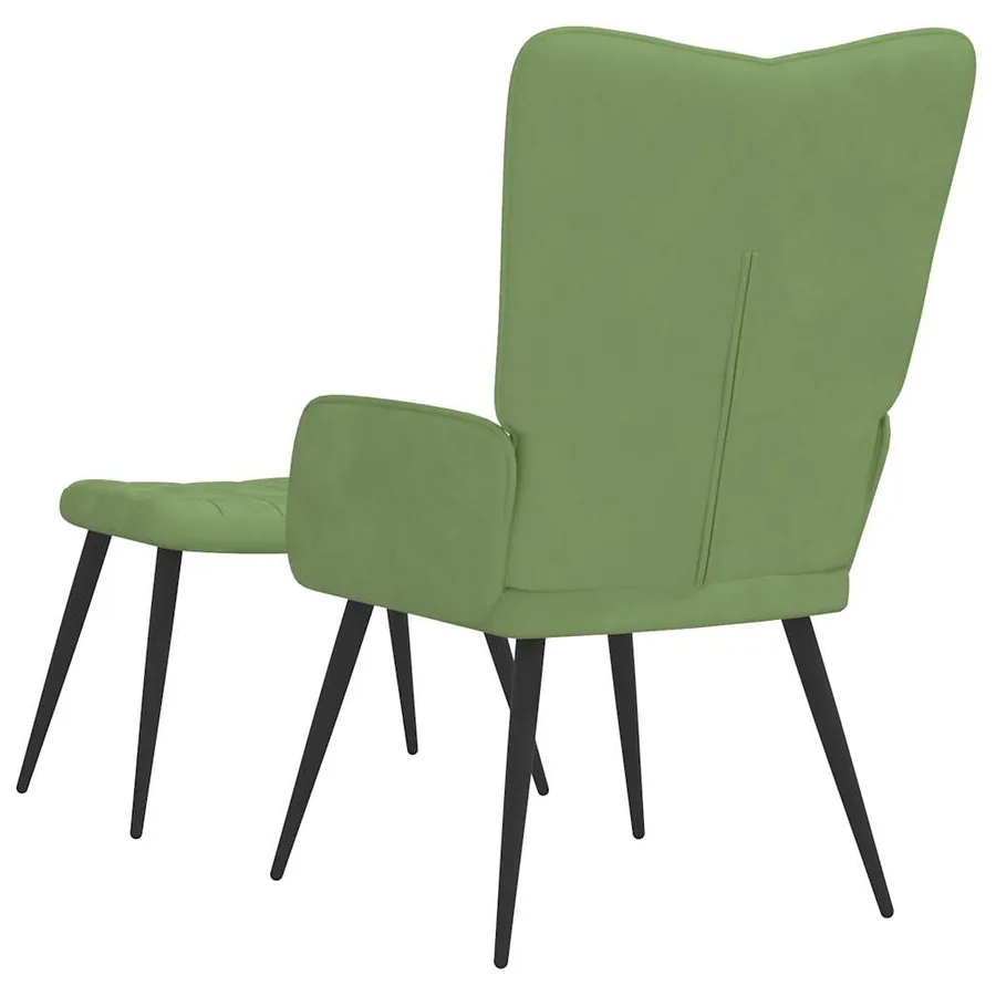 Chaise de relaxation avec tabouret Vert clair Velours - 5