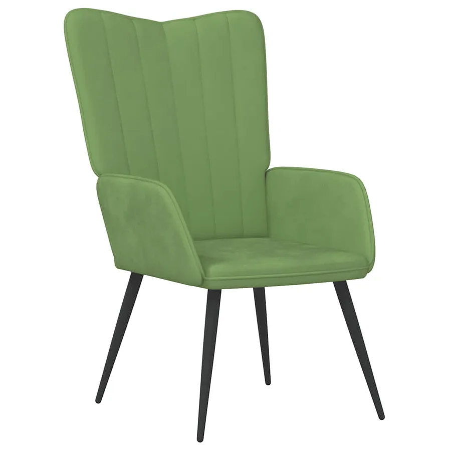 Chaise de relaxation avec tabouret Vert clair Velours - 6