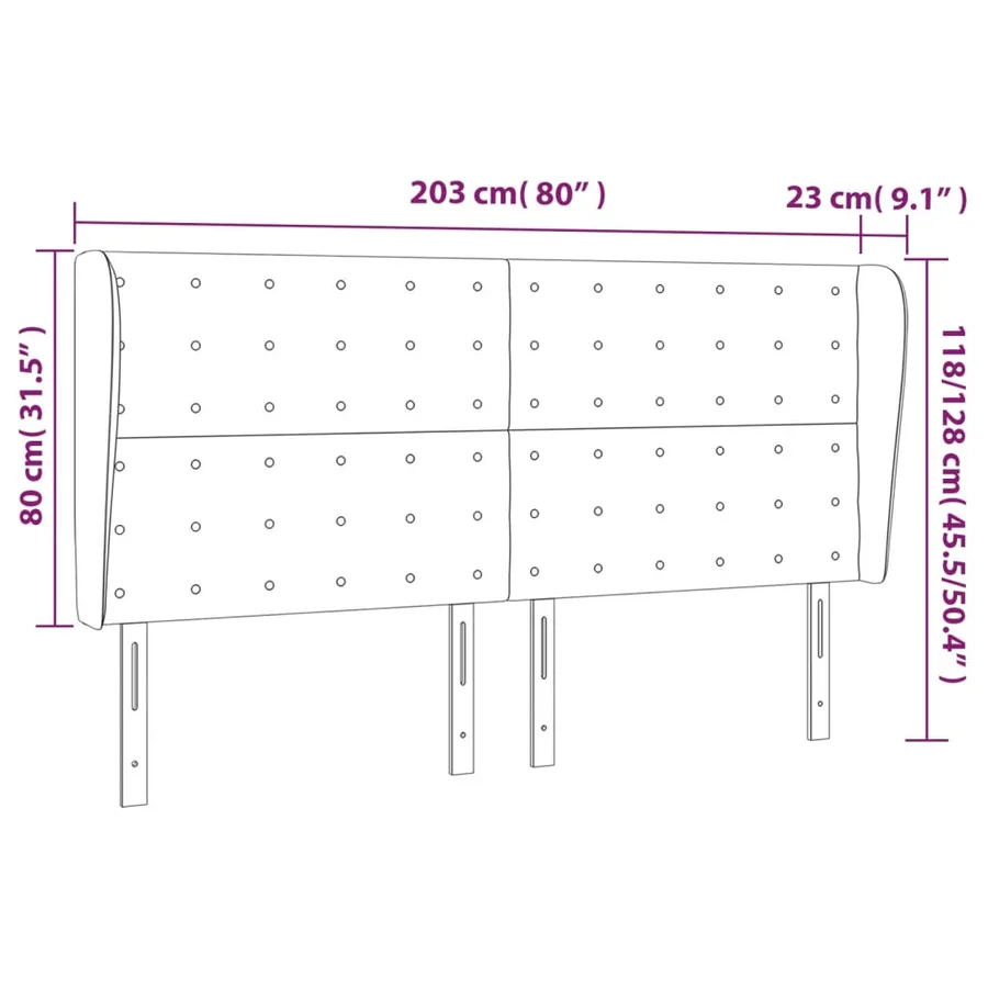 Tête de lit avec oreilles Crème 203x23x118/128 cm Tissu - 9