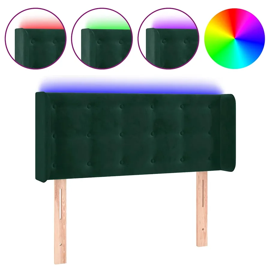 Tête de lit à LED Vert foncé 83x16x78/88 cm Velours - 2