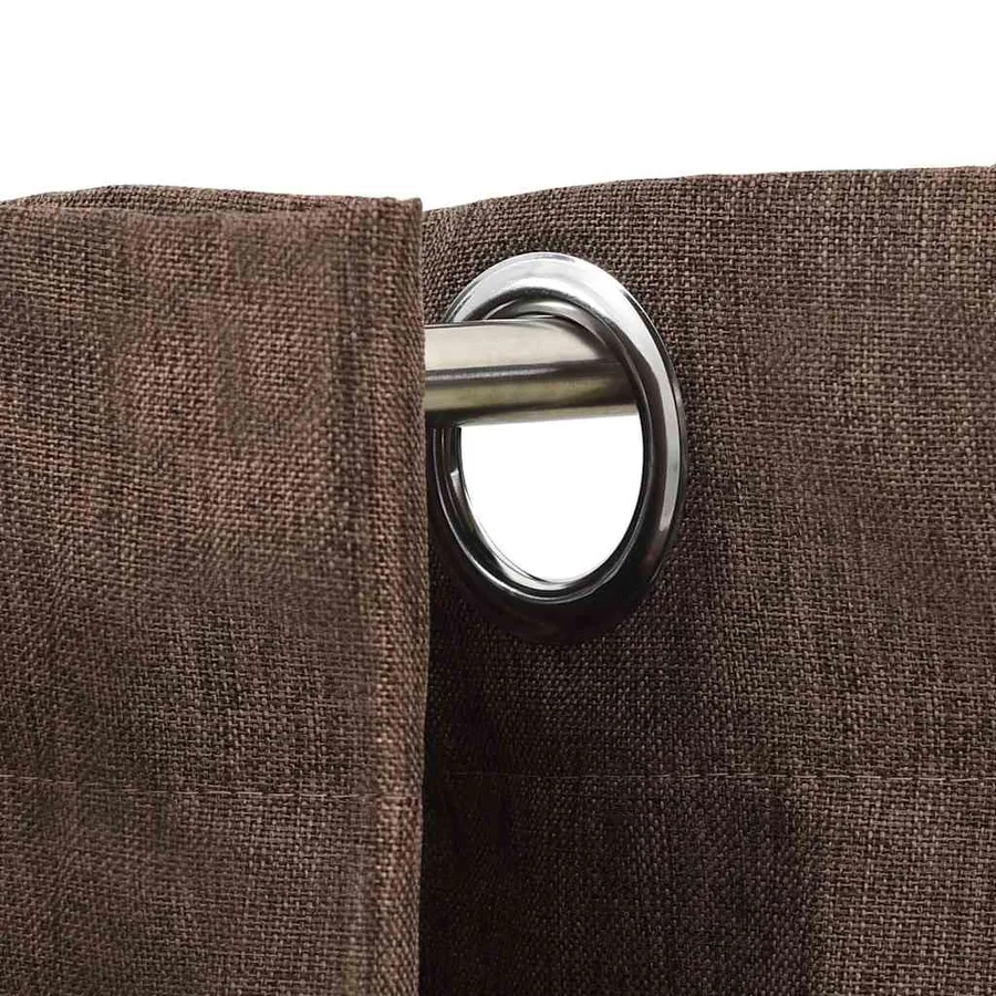 Rideau occultant Aspect de lin avec œillets Taupe 290x245 cm - 3