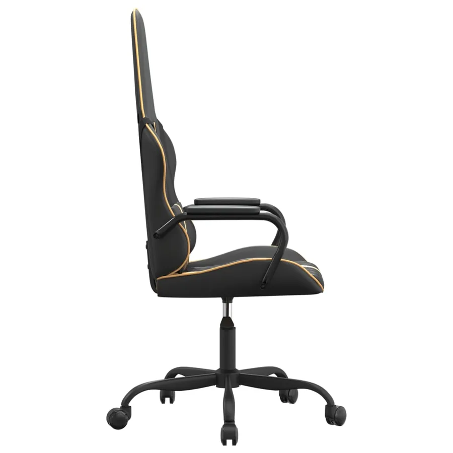 Chaise de jeu de massage doré et noir similicuir - 4