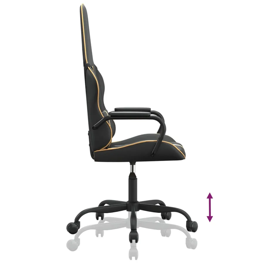 Chaise de jeu de massage doré et noir similicuir - 6