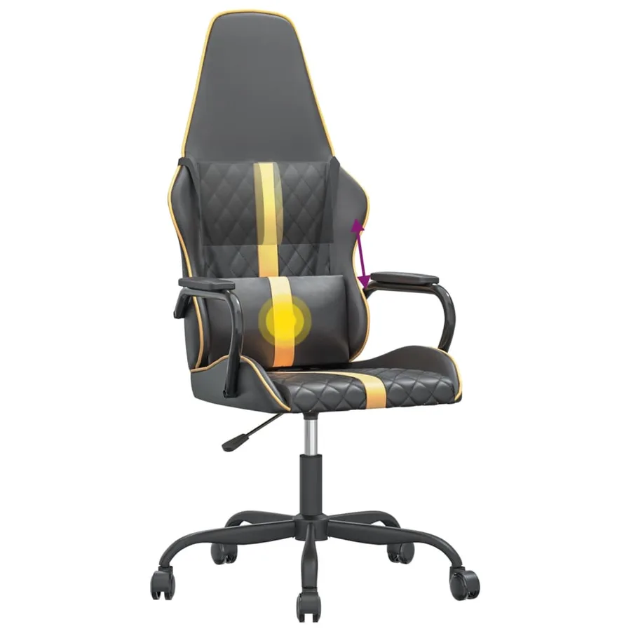 Chaise de jeu de massage doré et noir similicuir - 7