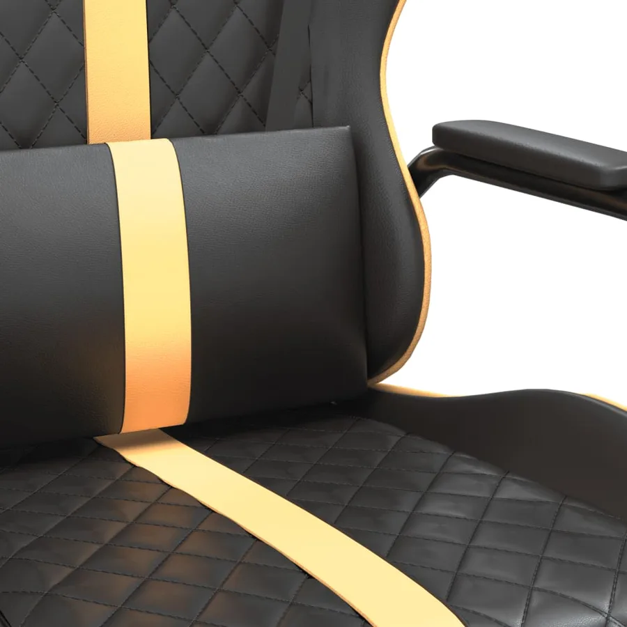 Chaise de jeu de massage doré et noir similicuir - 8