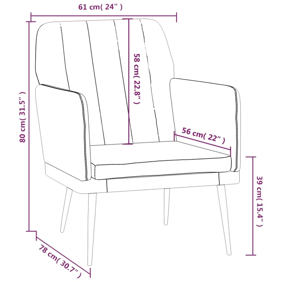 Fauteuil Bordeaux 61x78x80 cm Similicuir - 8