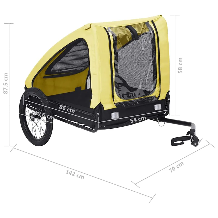 Remorque de vélo pour animaux de compagnie jaune et noir - 9