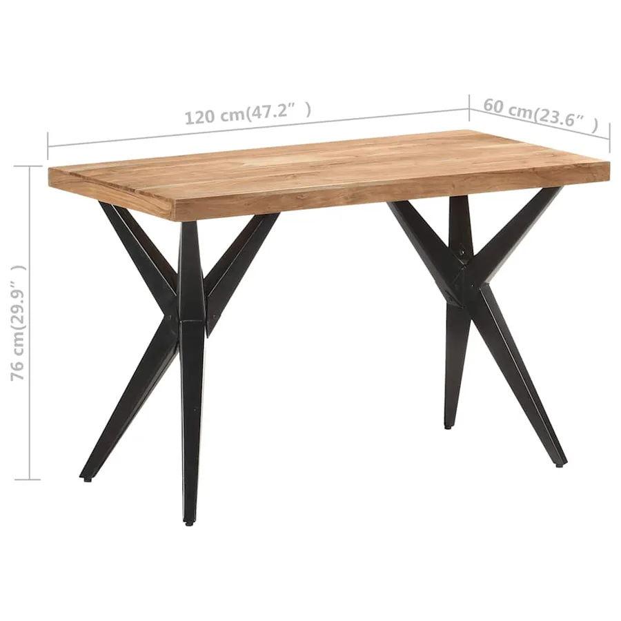 Table de salle à manger 120x60x76 cm Bois solide d'acacia - 6