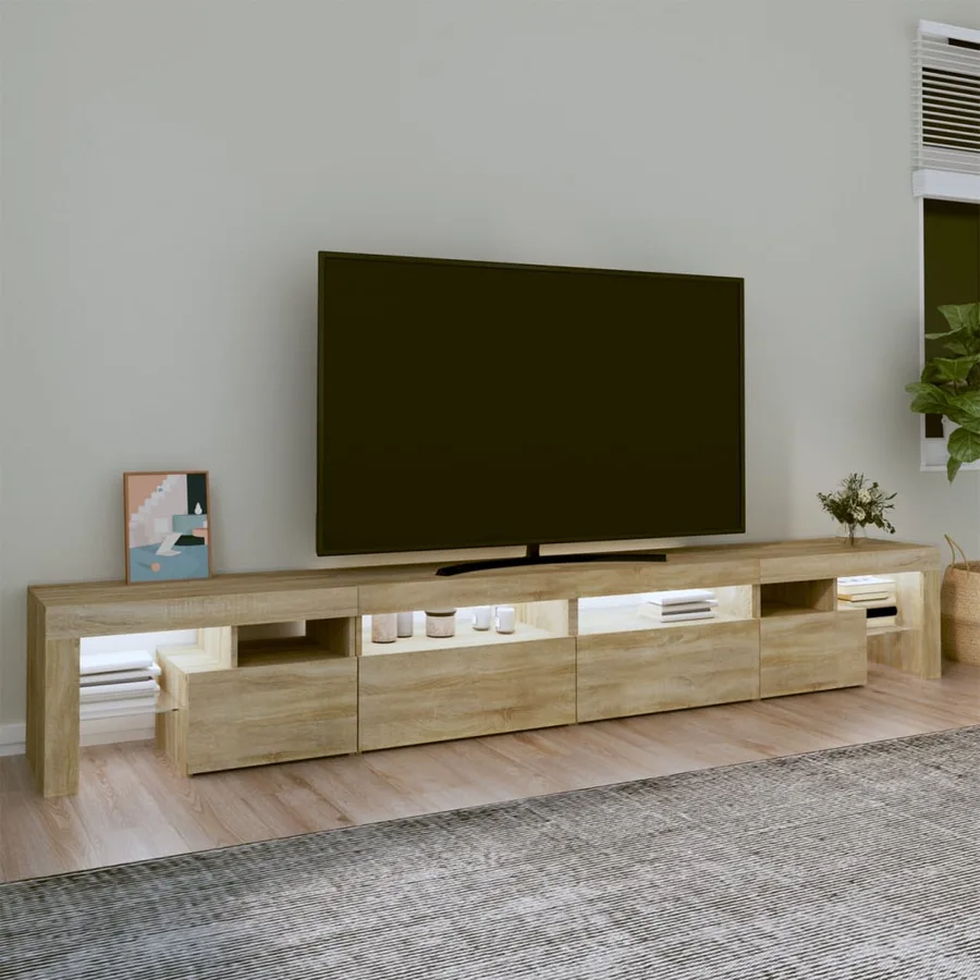 Meuble TV avec lumières LED Chêne sonoma 260x36,5x40 cm - 3