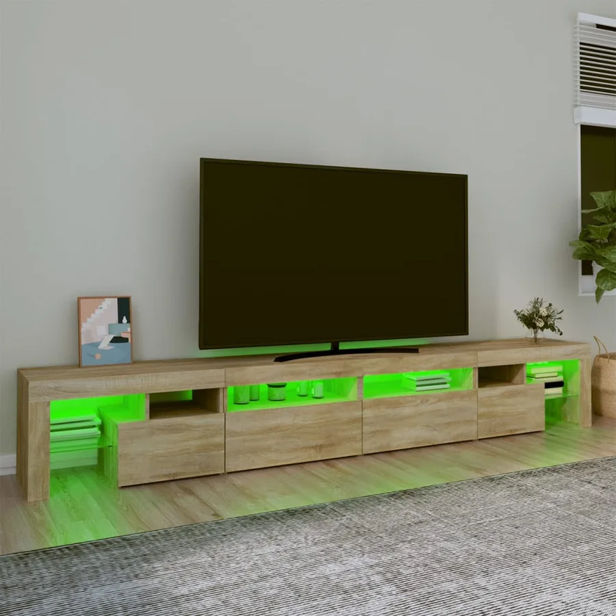 Meuble TV avec lumières LED Chêne sonoma 260x36,5x40 cm - 4