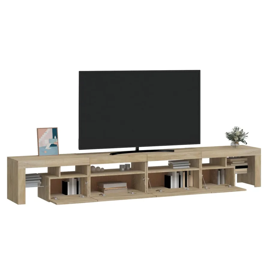 Meuble TV avec lumières LED Chêne sonoma 260x36,5x40 cm - 6