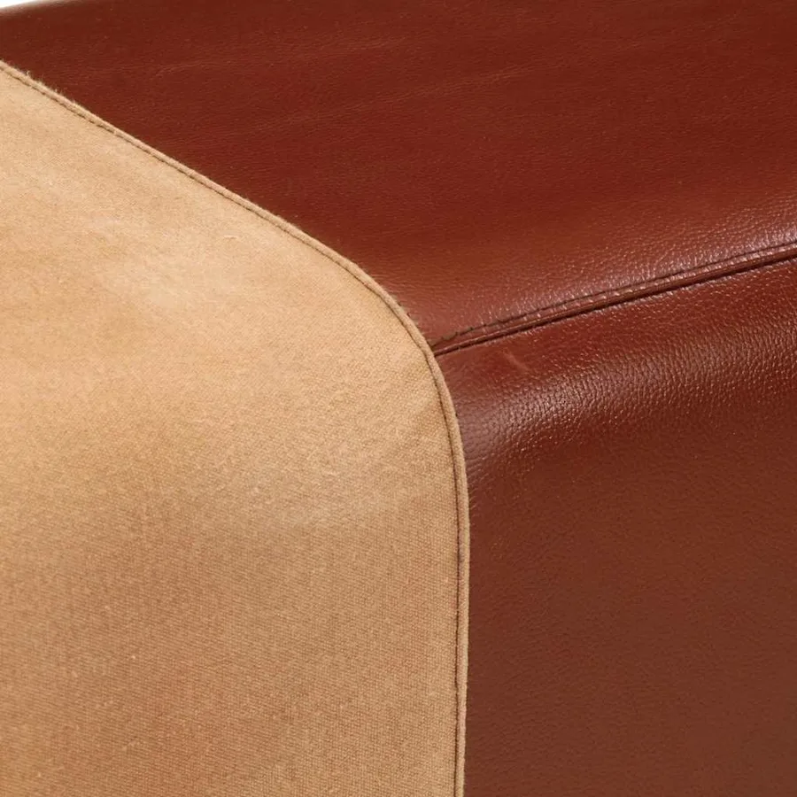 Banc saut de cheval 160 cm Marron Cuir véritable et bois acacia - 5