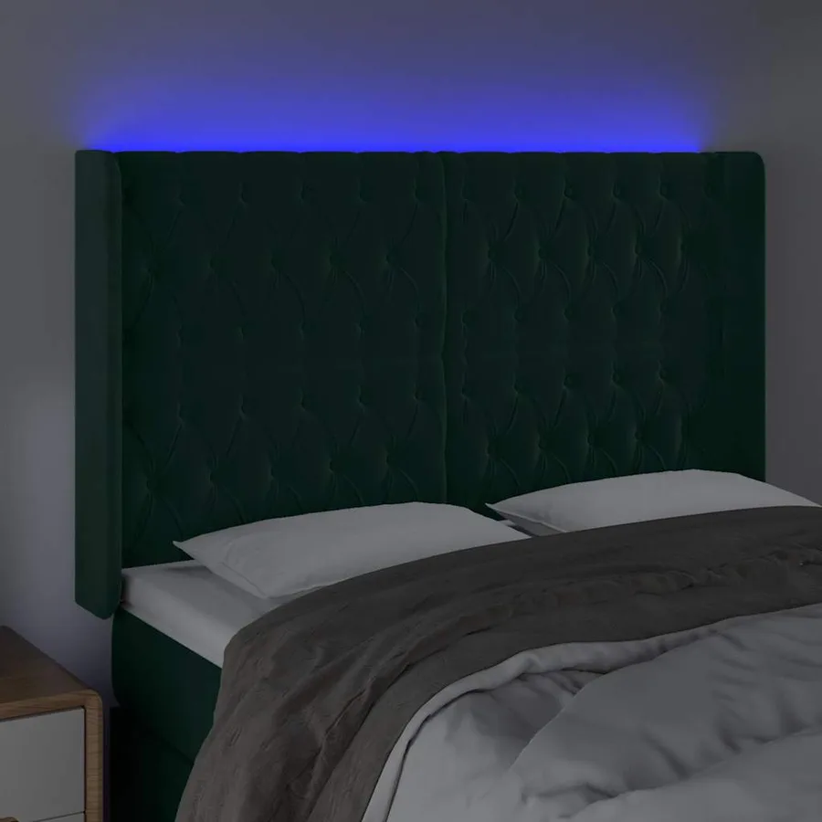 Tête de lit à LED Vert foncé 163x16x118/128 cm Velours - 4