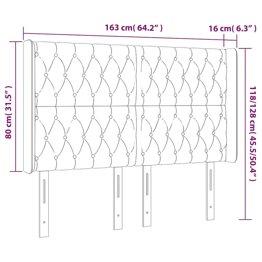 Tête de lit à LED Vert foncé 163x16x118/128 cm Velours - 7