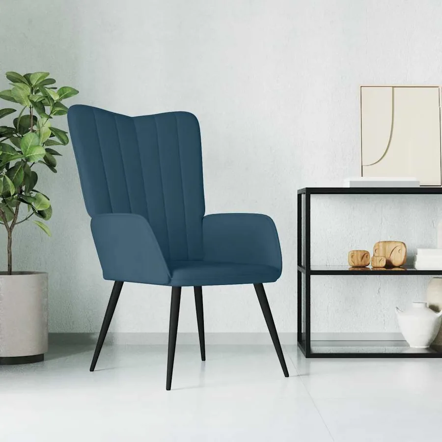 Chaise de relaxation Bleu Velours