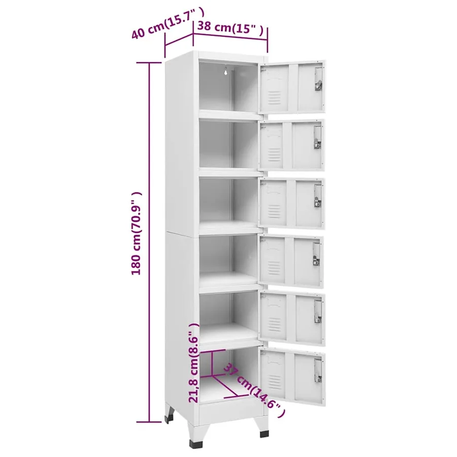Armoire à casiers Gris clair 38x40x180 cm Acier - 8