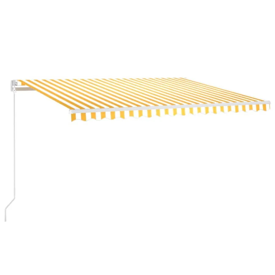 Auvent manuel rétractable avec LED 450x300 cm Jaune et blanc - 2