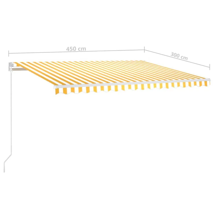 Auvent manuel rétractable avec LED 450x300 cm Jaune et blanc - 7