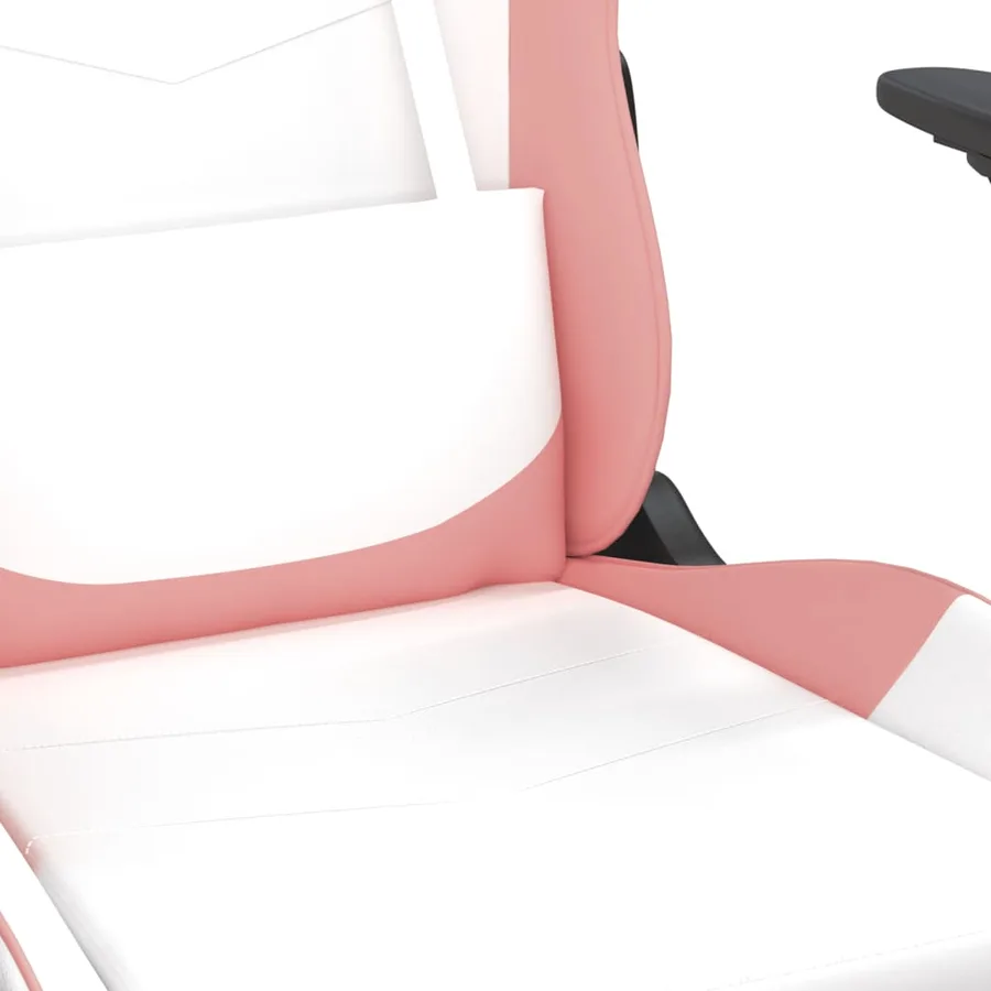Chaise de jeu de massage Blanc et rose Similicuir - 8