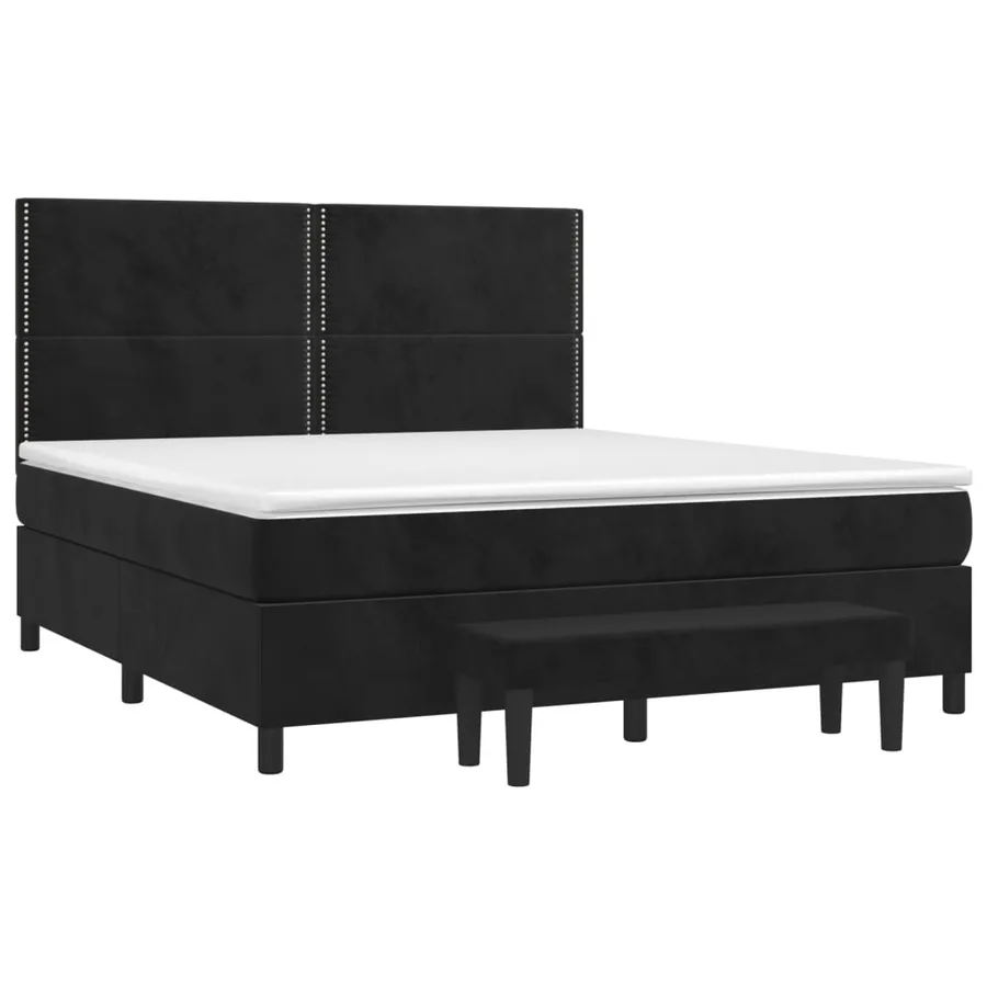 Sommier à lattes de lit avec matelas Noir 180x200 cm Velours - 3