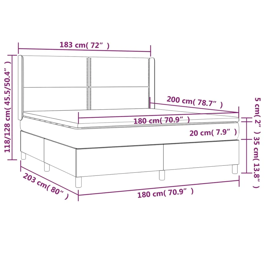 Sommier à lattes de lit matelas LED Gris 180x200 cm Similicuir - 8