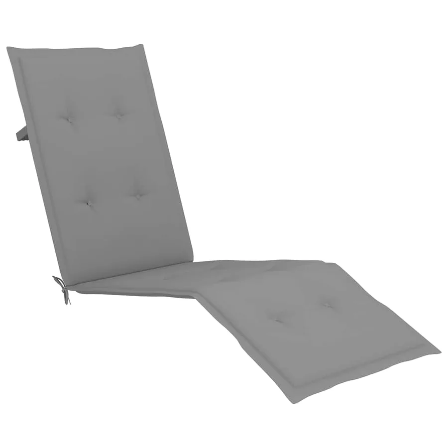 Chaise longue d'extérieur repose-pied et coussin Acacia solide - 6