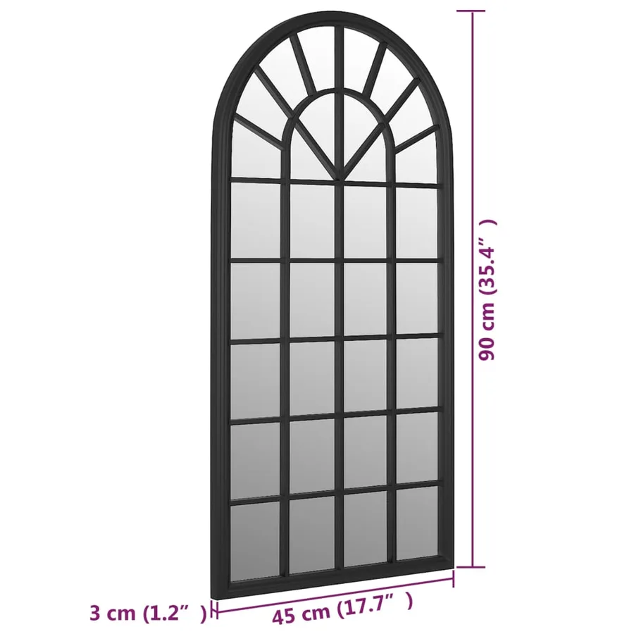 Miroir de jardin Noir 90x45 cm Fer pour utilisation extérieure - 6