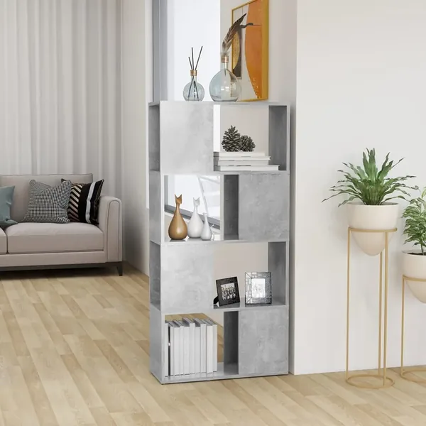 Bibliothèque/Séparateur de pièce Gris béton 60x24x124,5 cm