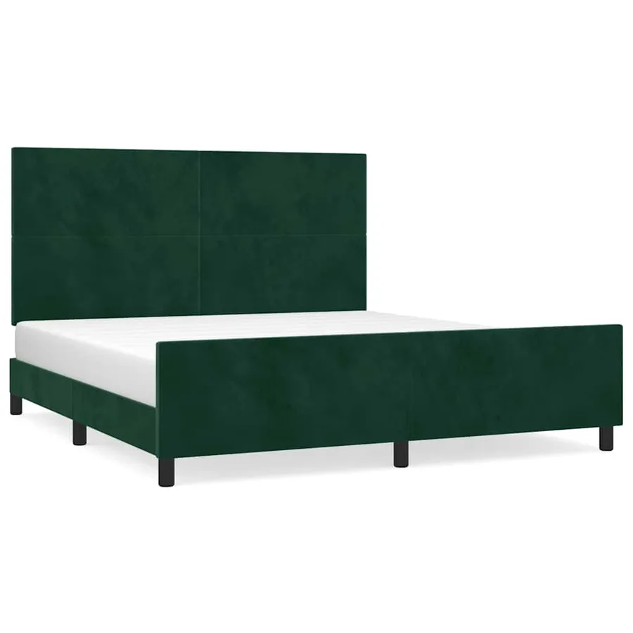 Cadre de lit sans matelas vert foncé 160x200 cm velours - 2