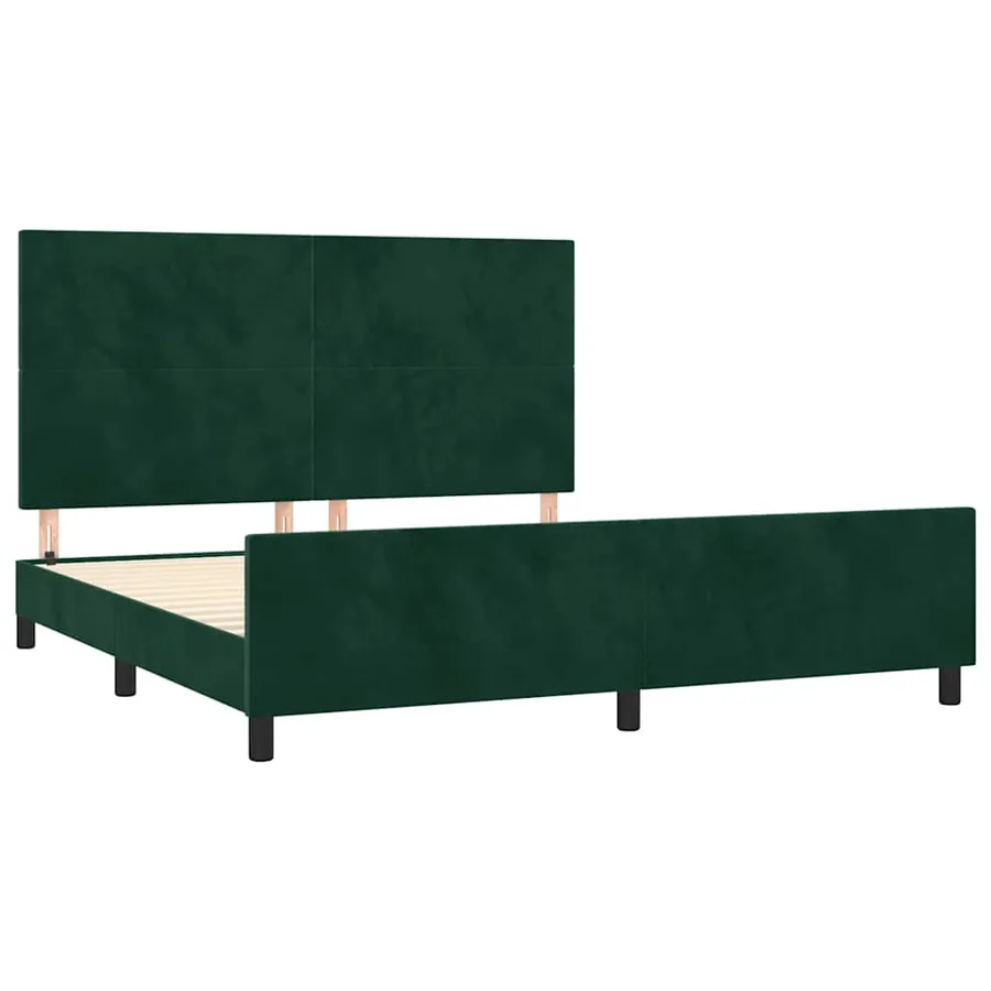 Cadre de lit sans matelas vert foncé 160x200 cm velours - 4