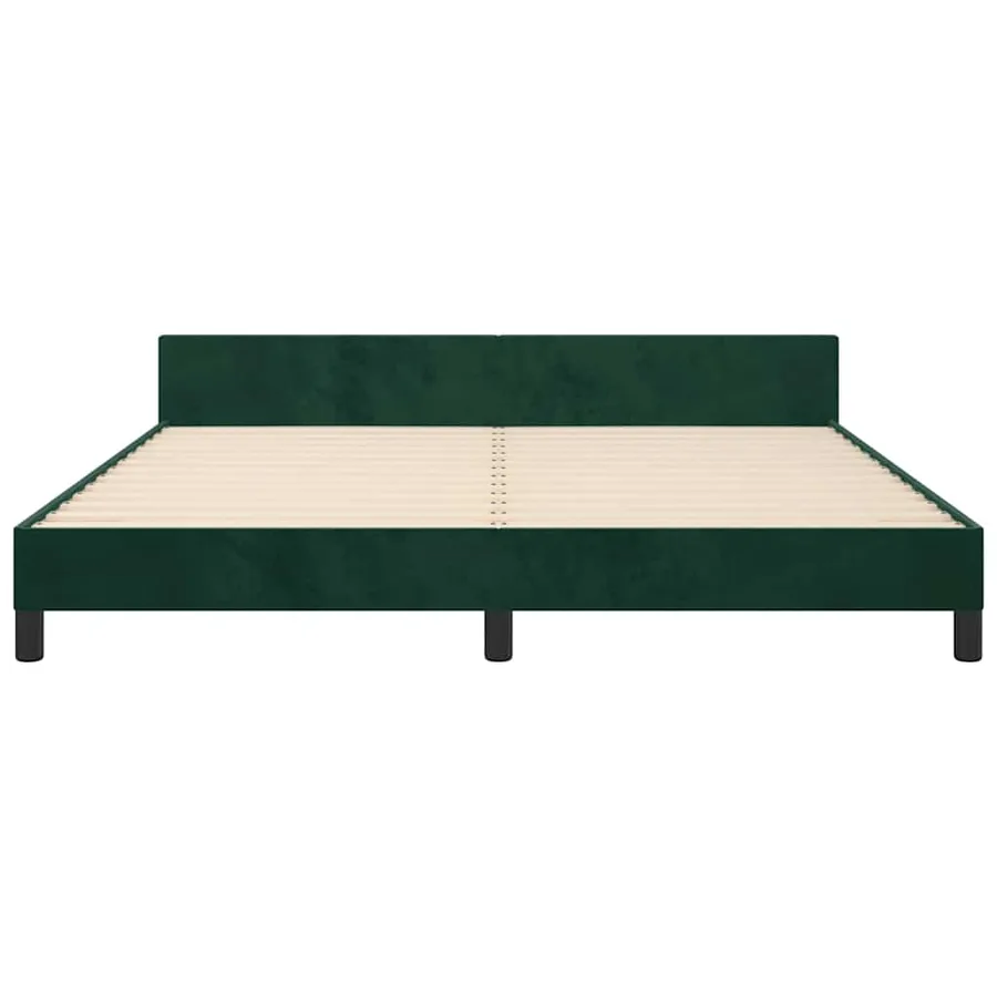Cadre de lit sans matelas vert foncé 160x200 cm velours - 6