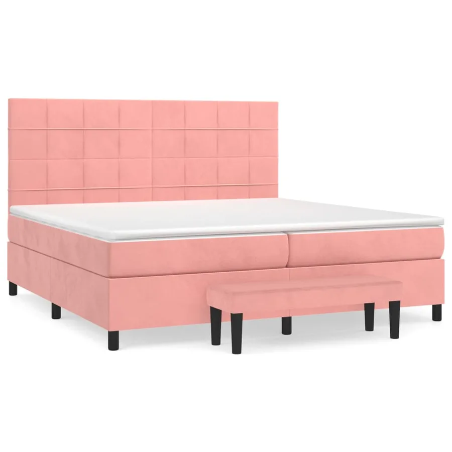 Sommier à lattes de lit avec matelas Rose 200x200 cm Velours - 2