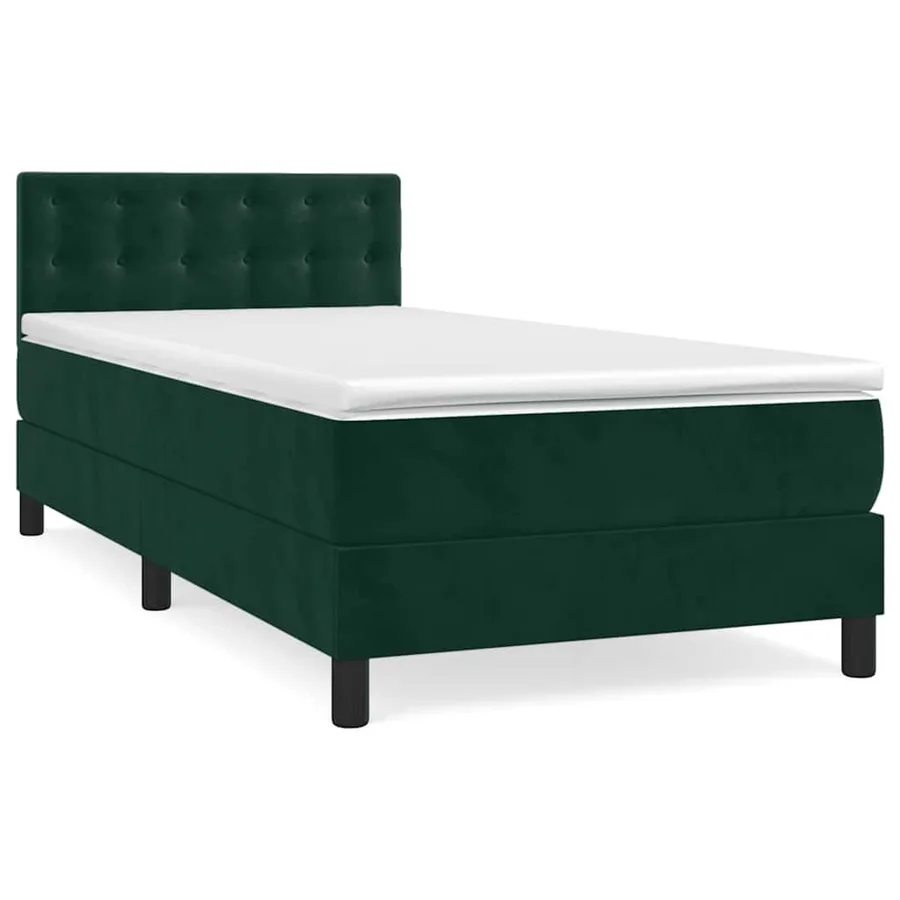 Sommier à lattes de lit avec matelas Vert foncé 90x200 cm - 2
