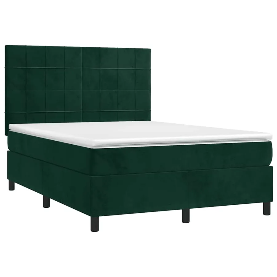 Sommier à lattes de lit matelas et LED Vert foncé 140x190 cm - 3