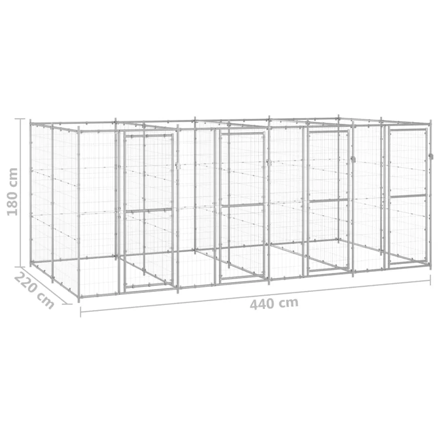 Chenil extérieur Acier galvanisé 9,68 m² - 6