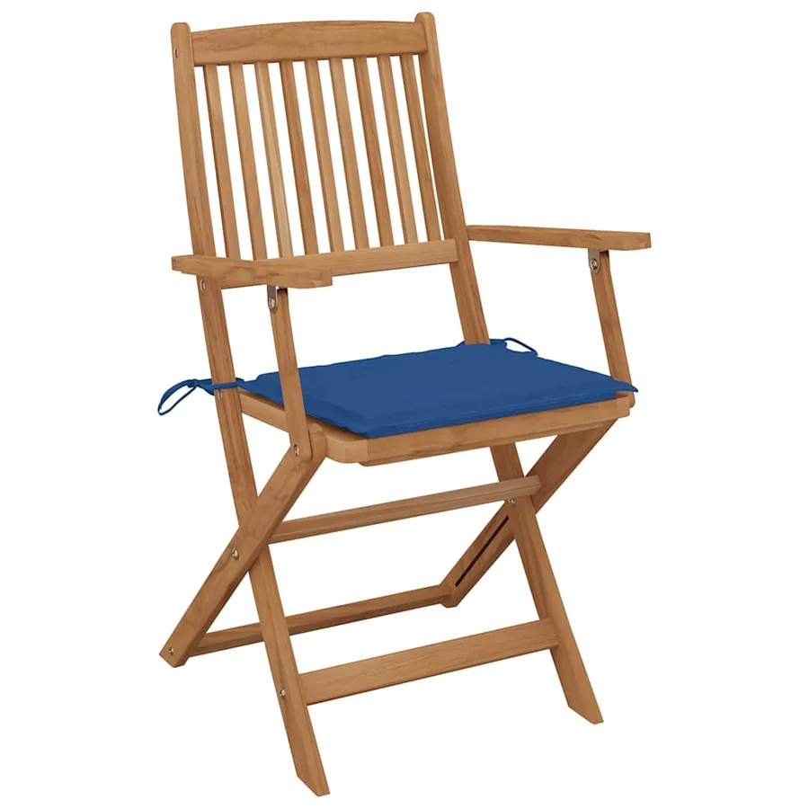 Chaises pliables de jardin lot de 8 avec coussins Bois d'acacia - 3