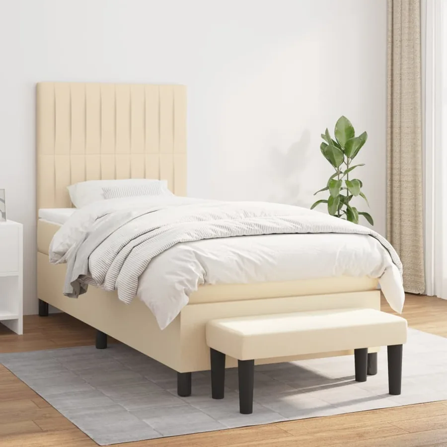 Sommier à lattes de lit avec matelas Crème 80x200 cm Tissu