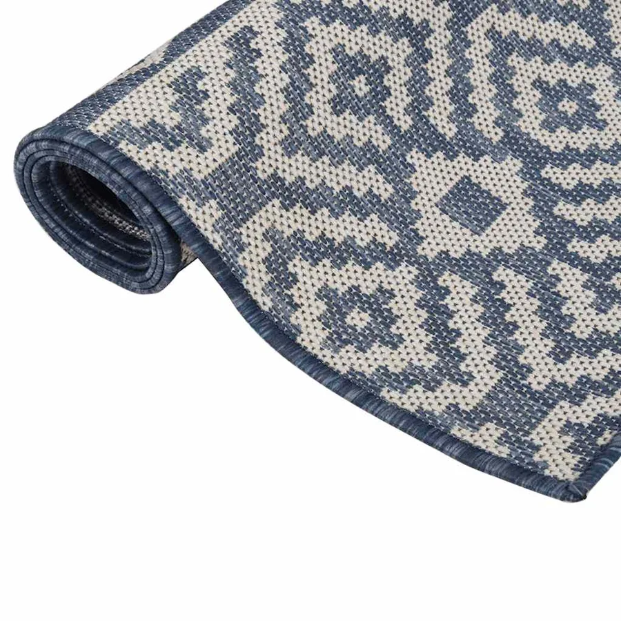 Tapis à tissage plat d'extérieur 80x250 cm Rayures bleues - 3