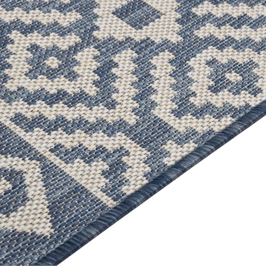 Tapis à tissage plat d'extérieur 80x250 cm Rayures bleues - 4