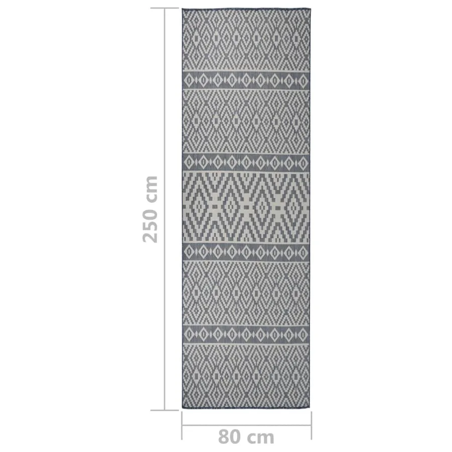 Tapis à tissage plat d'extérieur 80x250 cm Rayures bleues - 6
