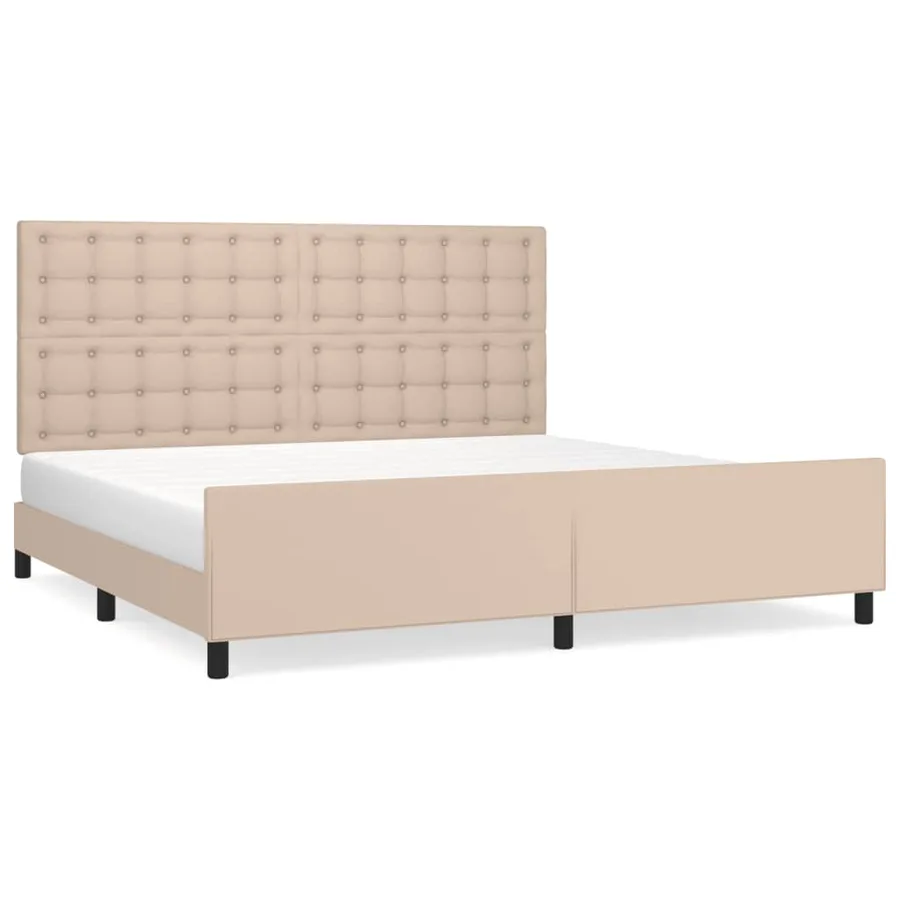 Cadre de lit sans matelas cappuccino 200x200 cm similicuir - 2