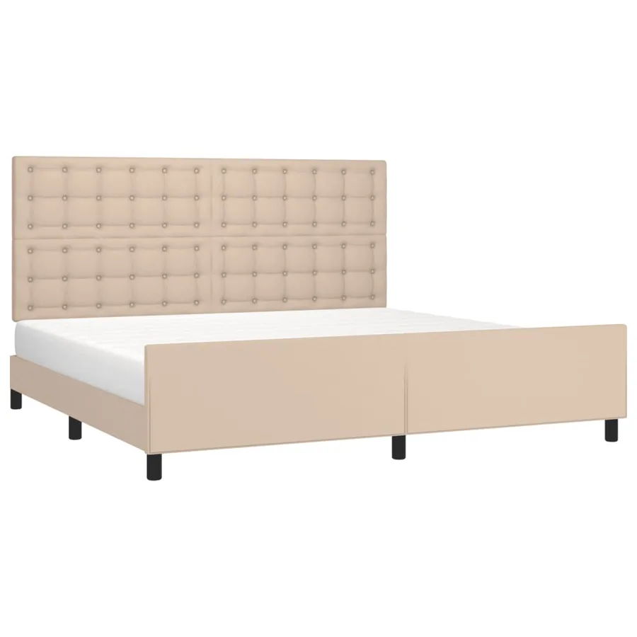 Cadre de lit sans matelas cappuccino 200x200 cm similicuir - 3