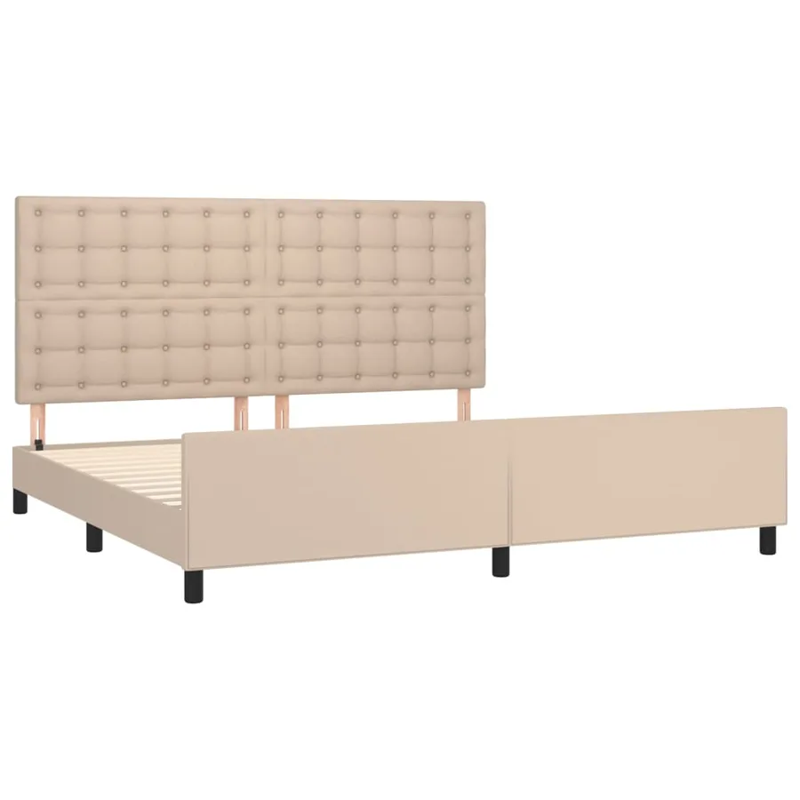 Cadre de lit sans matelas cappuccino 200x200 cm similicuir - 4