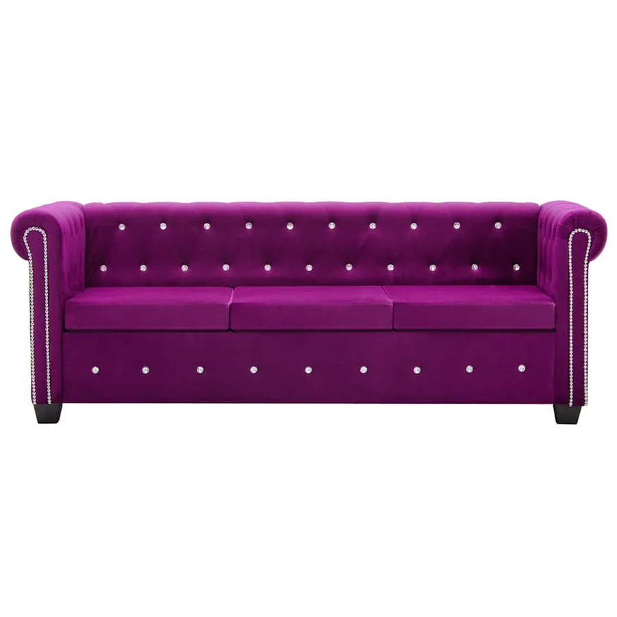 Canapé à 3 places Revêtement en velours 199 x 75 x 72 cm Violet - 2