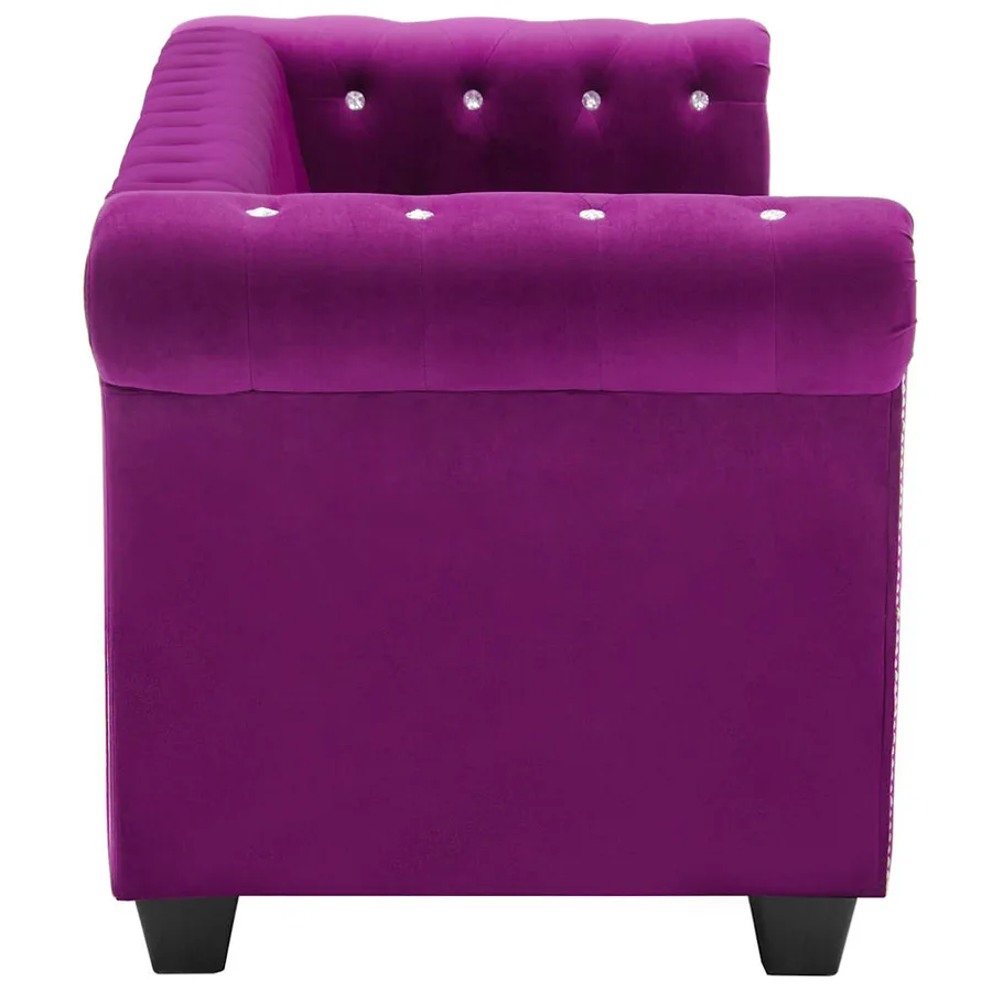 Canapé à 3 places Revêtement en velours 199 x 75 x 72 cm Violet - 3