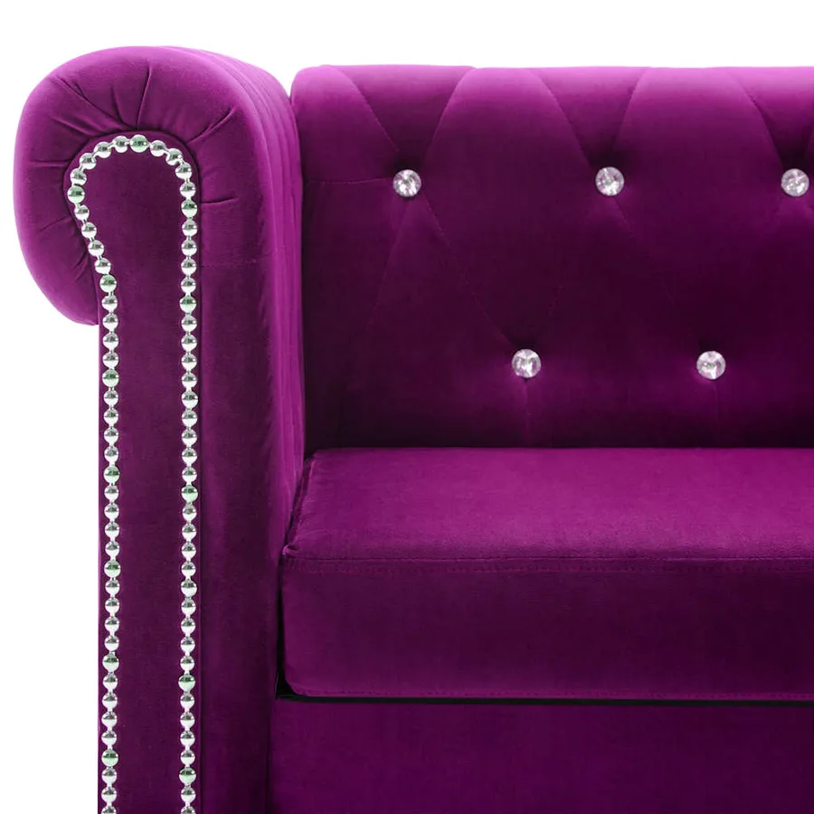 Canapé à 3 places Revêtement en velours 199 x 75 x 72 cm Violet - 5